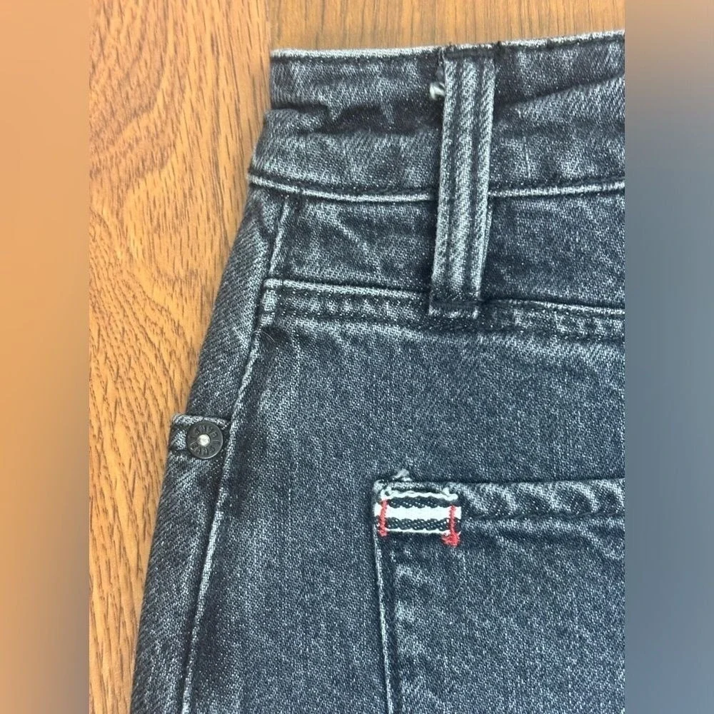 ALICE + OLIVIA Denim Short Skirt Mini Black Distressed Women High Rise Jean 26 2